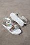 Children's Silver Daily Single Velcro Butterfly Detailed Lightweight Sandals Comfortable Sole Pool Daily Slippers - 6