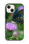 جراب حماية لجهاز Apple iPhone 13 mini بتصميم فراشة تجلس على زهرة - 2