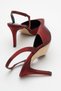 Burgundy Satin Heeled Women's Shoes - 4