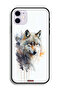 جراب حماية لجهاز Apple iPhone 12 بتصميم فن تجريدي من الذئب - 2