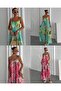 Sequin Printed Thin Strap Maxi Dress-Xl - Green - 4