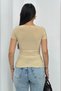 Women's Short Sleeve T-Shirt Square Neck Double Layer Sandy Fabric Crop T-Shirt - 8