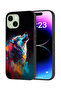 Apple iPhone 15 Plus Protective Case Cover Wolf Colorful Art