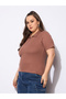Plus Size Rib Front Zipper Polo Neck Top - 3