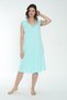Women's 100% Cotton Short Sleeve Midi Length Nightgown / Blue 542 - 4