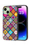 Apple iPhone 15 Plus Protective Case Cover Mandala Squares Pattern