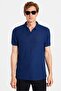 Men's Slim Fit Slim Fit Viscose Fabric Patterned Plain Pique Buttonless Navy Blue Polo Neck T-Shirt - 4