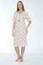 Women's Plus Size Floral Patterned 100% Cotton Short Sleeve Nightgown / Cream - Plum 529 - 4