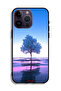 جراب حماية لجهاز Apple iPhone 14 Pro Max بتصميم شجرة نيون وانعكاس جسم مائي فني رقمي - 2
