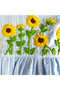 Organic Cotton Sunflower Embroidered Girls Blue Dress with Ruffled Sleeves - 3