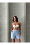 Muslin Beachwear Shorts with Elastic Waist and Waist Tie Detail - 5