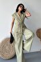 Women's Double Bottom Top Suit Lace-Up Loose Cut Flowy Summer Short Sleeve Kimono Jacket Palazzo Pants - 4