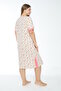 Women's Plus Size Patterned 100% Cotton Short Sleeve Nightgown / Cream - Pink - - B 518 - 6