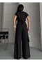 Women's Oversize Tie-Up Vest Trousers Suit Black - 6