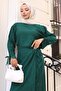 Lace Detailed Skirt Suit Emerald Hm2724 - 3