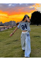 Women's 84 Printed Off Shoulder T-Shirt Sweatpants Double Suit - 2