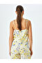 V-Neck Spaghetti Strap Lemon Printed Cotton Pajama Top - 4