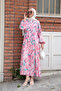 Women's Swallow Patterned Dress Fuchsia - 4