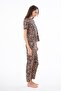 Premium Women's Pajama Set Leopard Print Soft Textured Short Sleeve Crew Neck - 4