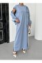 Indigo Women's O Oversized Dress with Slit Detail at the Hem and Zipper Closure with Pockets and Elastic Sweat - 6