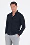 Men's Black Italian Buttoned Collar Long Sleeve Slim Fit Shirt 1004250254 - 3