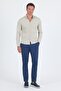 Men's Gray Italian Buttoned Collar Long Sleeve Slim Fit Shirt 1004250254 - 2