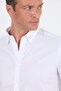 Men's White Smart Collared Long Sleeve Slim Fit 100% Cotton Shirt 1004250223 - 4