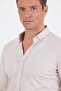 Men's Stone Color Italian Buttoned Collar Long Sleeve Slim Fit Shirt 1004250254 - 4