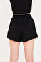 Women's Black Modal Fabric Summer Shorts with Pockets, Elastic Waist and Laced Flexible Lycra Daily Comfortable Model - 8