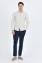 Men's Stone Color Smart Button Collar Long Sleeve Slim Fit Flexible Shirt Shirt 1004250252 - 2