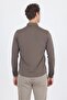 Men's Dark Khaki Italian Buttoned Collar Long Sleeve Slim Fit Shirt 1004250254 - 5