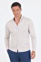 Men's Stone Color Italian Buttoned Collar Long Sleeve Slim Fit Shirt 1004250254
