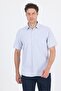 Navy Blue Hard Collar Short Sleeve Pocket Comfort Fit Cls Shirt 1004250259