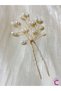 3-Piece Elegant Pearl Bridal Crown Hairpin Hair Bun Pin Gold - Wedding Wedding Engagement Promise Accessory - 6