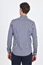 Navy Blue Long Sleeve Half Italian Collar Pocketless Easy to Iron Slim Fit Flexible Shirt 1004250228 - 5