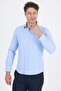 Men's Blue Hard Collar Cotton Slim Fit Shirt 1004250214 - 3
