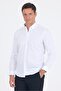 Men's White Smart Collared Long Sleeve Slim Fit 100% Cotton Shirt 1004250223 - 3