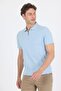 Blue Short Sleeve Plain Suprem Polo Collar Pocketless Cotton Casual Slim Fit T-Shirt 1011250164 - 3