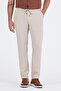 Men's Light Beige Flexible Waist Elastic Side Pocket Comfort Fit Jogger Trousers 1003250210