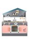 Kids Wooden Kitchen Play Toy Set - Pink/grey