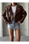 Oversize Taba Leather Jacket - 4