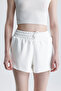 Women's White Shorts Modal Fabric Soft Textured Stretchy Lycra Lace-Up Double Pocket Shorts - 3