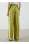 Green Wide Leg Women's Trousers with Elastic Waist - 5