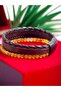 Steel Leather Bracelet with Natural Stone - 4