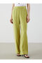 Green Wide Leg Women's Trousers with Elastic Waist - 3