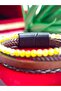 Steel Leather Bracelet with Natural Stone - 5