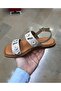Women's Genuine Leather Orthopedic Soft Sole Bodrum Sandals with Metal Accessories - 5