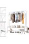 Garment Rack with Wheels, Double Rod, Freestanding Clothes Organizer – White - 2