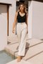 Buckle Detailed Wide Leg Trousers Ecru