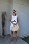 White Muslin Asymmetrical Blouse Shorts Skirt Set - 6
